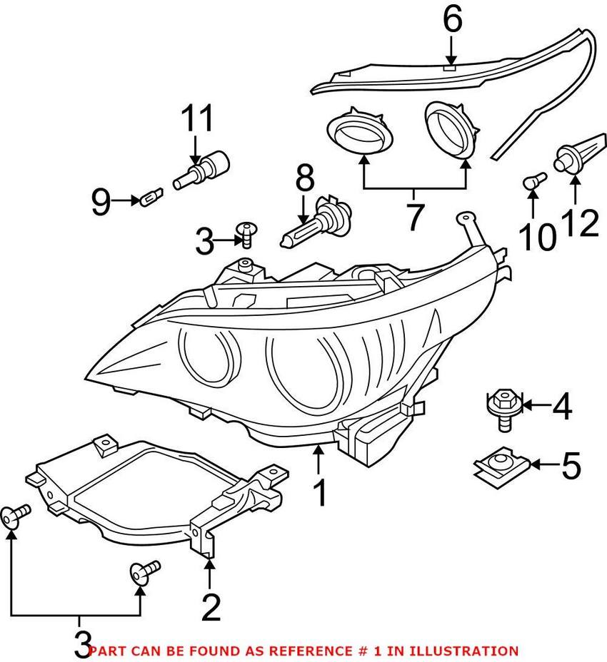 BMW Headlight Assembly - Driver Side (Halogen) 63127166115